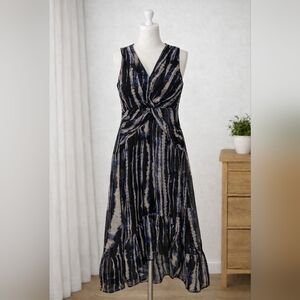 NWT Elegant Black and Blue Tie-Dye Dress